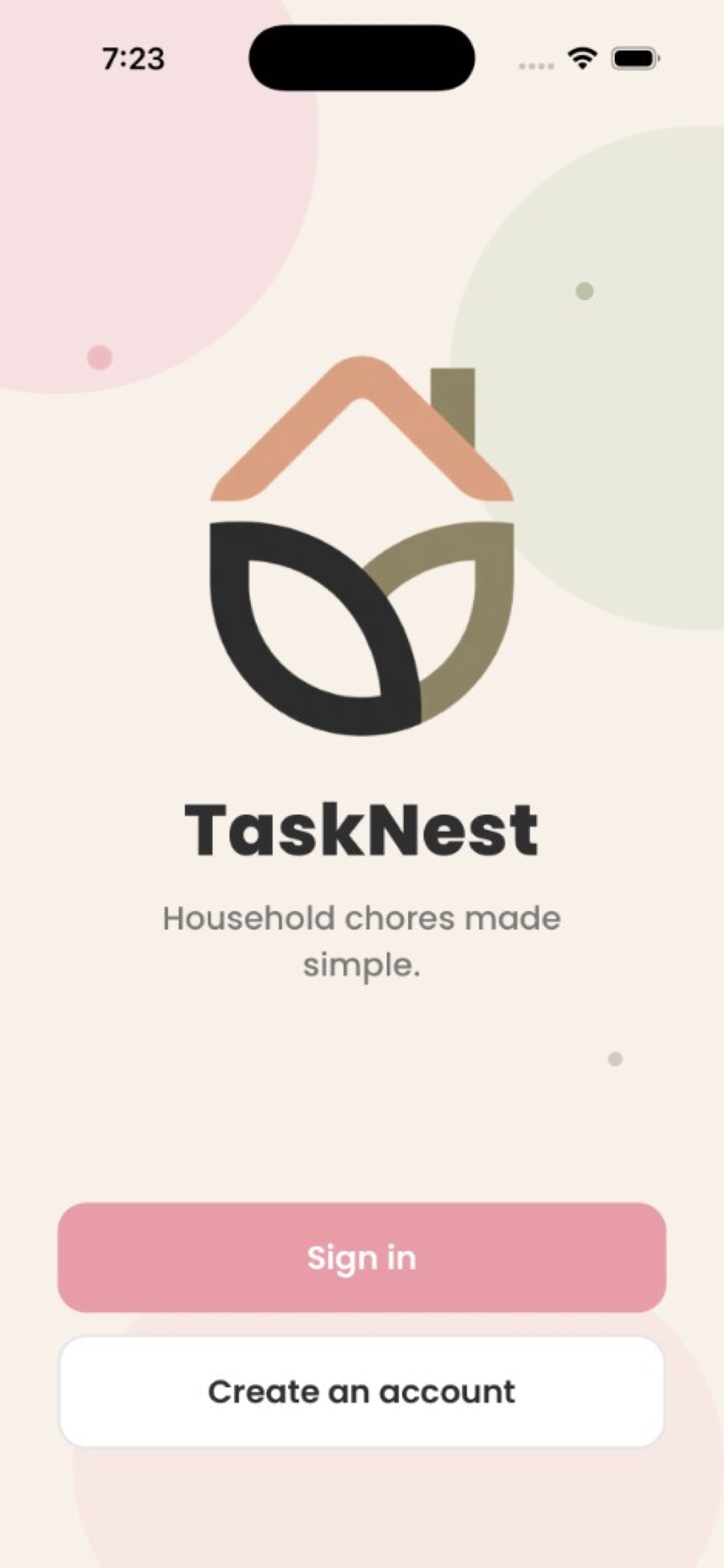 TaskNest welcome — Sign in and Create an account